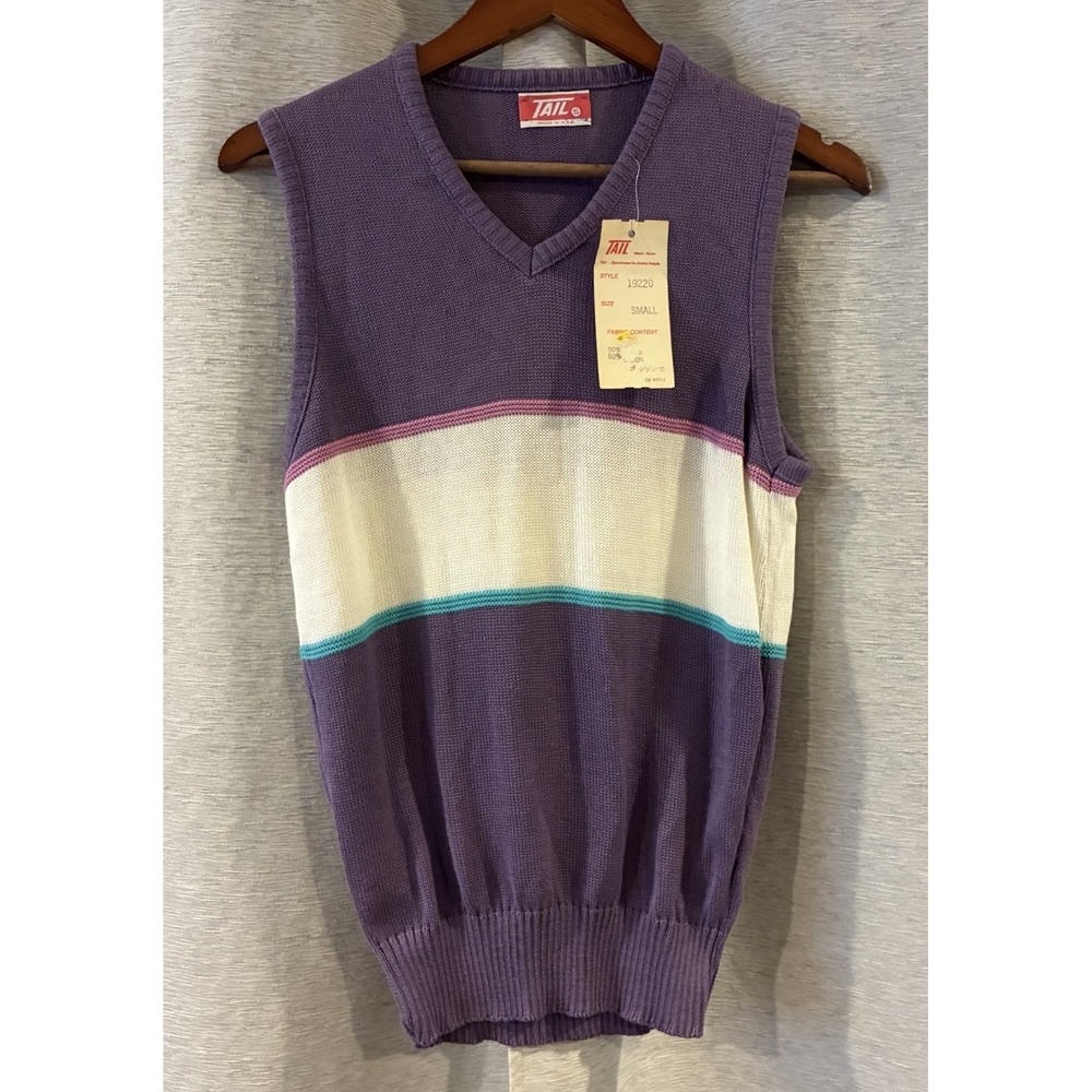 90s VTG Tail Womens Tennis Golf Preppy Sweater Vest Striped Grandmacore Small